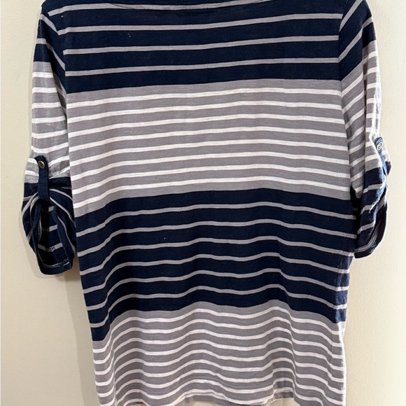 Tommy Hilfiger Women's Navy and White Striped Blouse - Picture 2 of 3